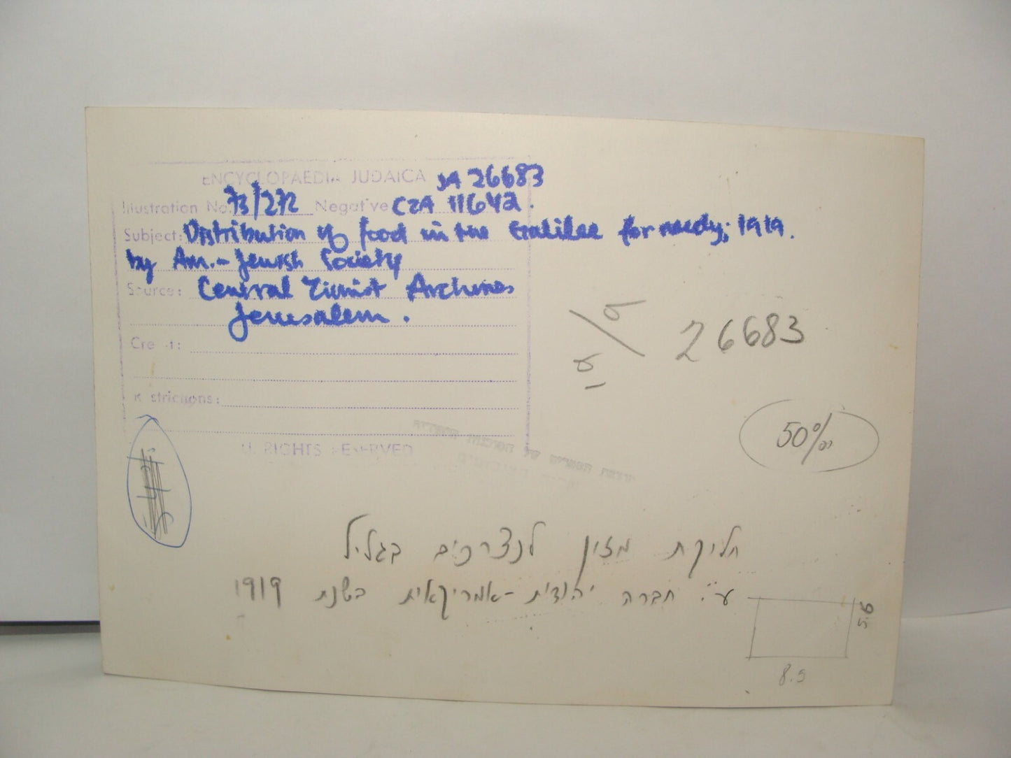 $ Photo Print, 1919 Zionist Jewish American Food Needy Palestine Galilee