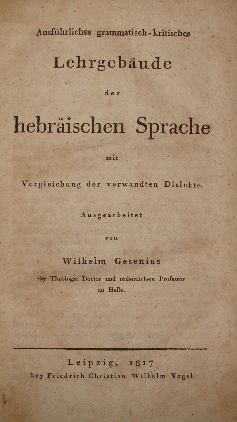 Germany Book Jewish Judaica German Wilhelm Gesenius Hebrew Language 1817