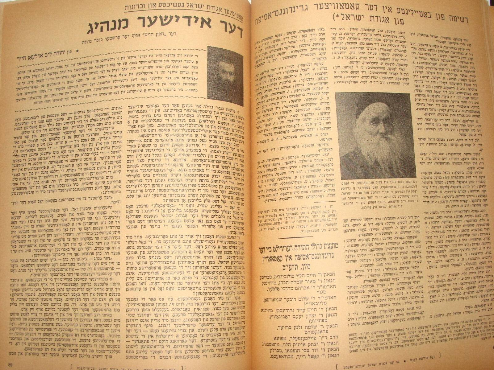 Journal Jewish Judaica 1962 Yiddish YIDDISHE VORT Agudat Israel Rabbi New York