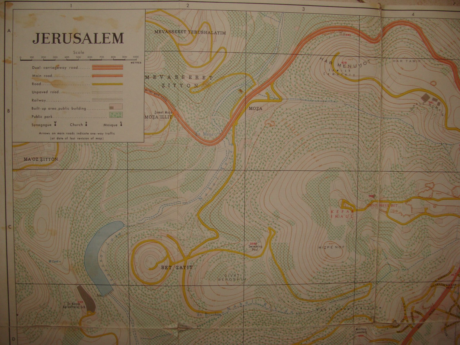 Jewish Israel Israeli JERUSALEM 1968 Post Six Day War Map LARGE 66x76 cm