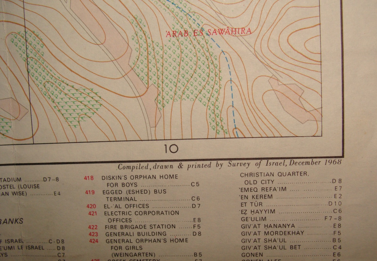Map Jewish Israel Israeli JERUSALEM 1968 Post Six Day War LARGE 66x76 cm