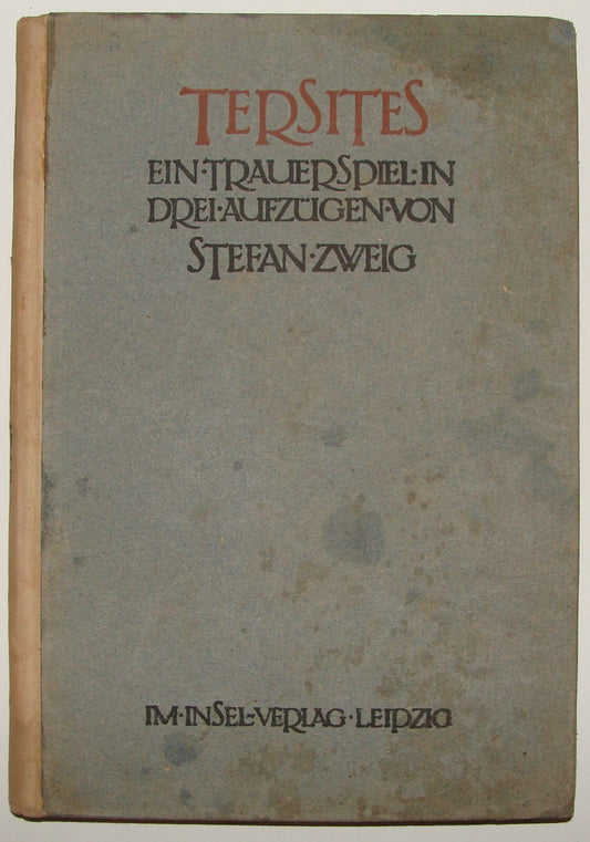 Germany Book Jewish Judaica 1919 German   Stefan Zweig TERSITES Roman Tragedy