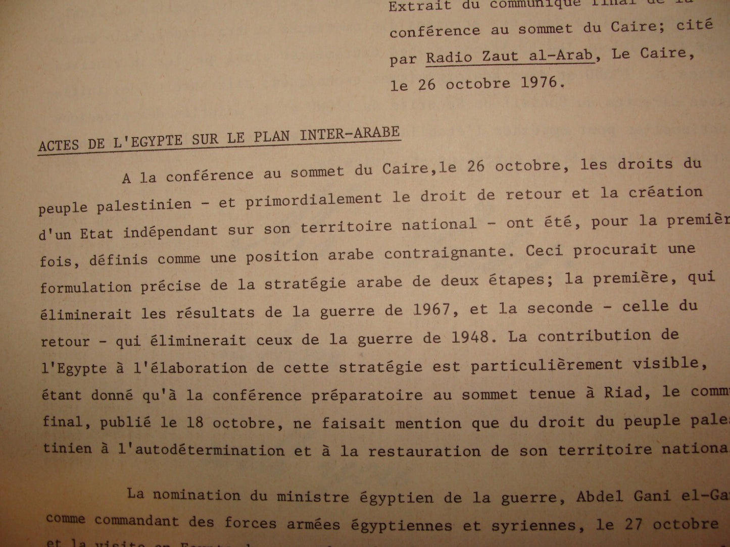 Paper Jewish Judaica 1974-8 Israel Israeli Foreign Affairs Egypt SADAT Peace