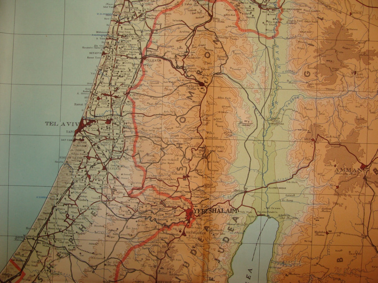 RARE 1952 ISRAEL An Up To Date Map of The Holy Land Jewish Hebrew LARGE SIZE