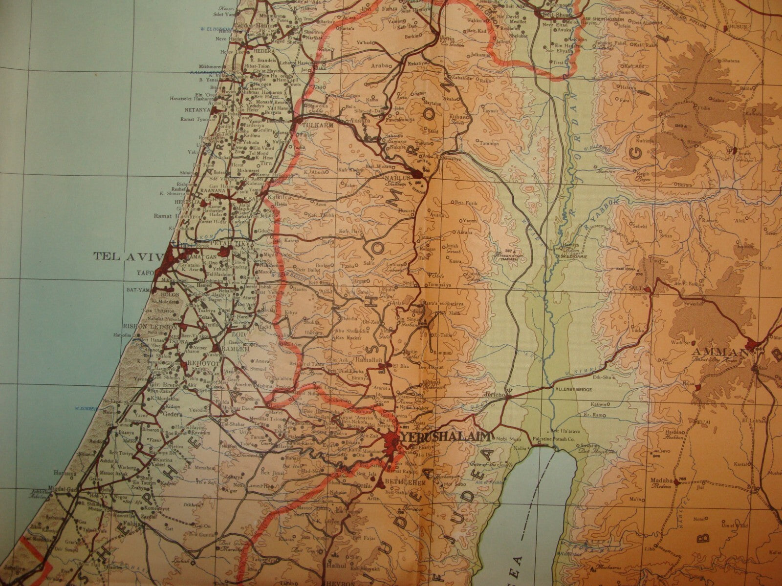 RARE 1952 ISRAEL An Up To Date Map of The Holy Land Jewish Hebrew LARGE SIZE