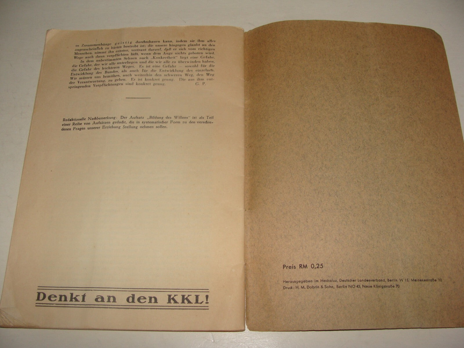 Germany Booklet Jewish RARE 1934 German   Zionist Youth HABONIM NOAR CHALUZI