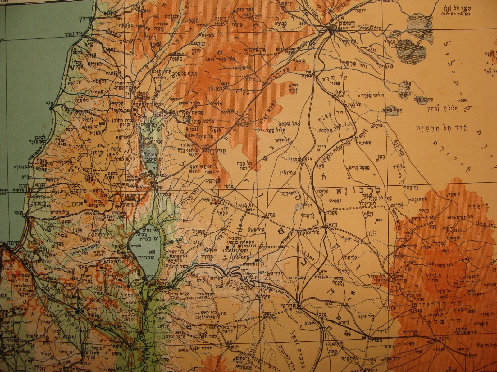 Map Palestine Jewish Judaica 1938 Israel Hebrew By Braver RARE