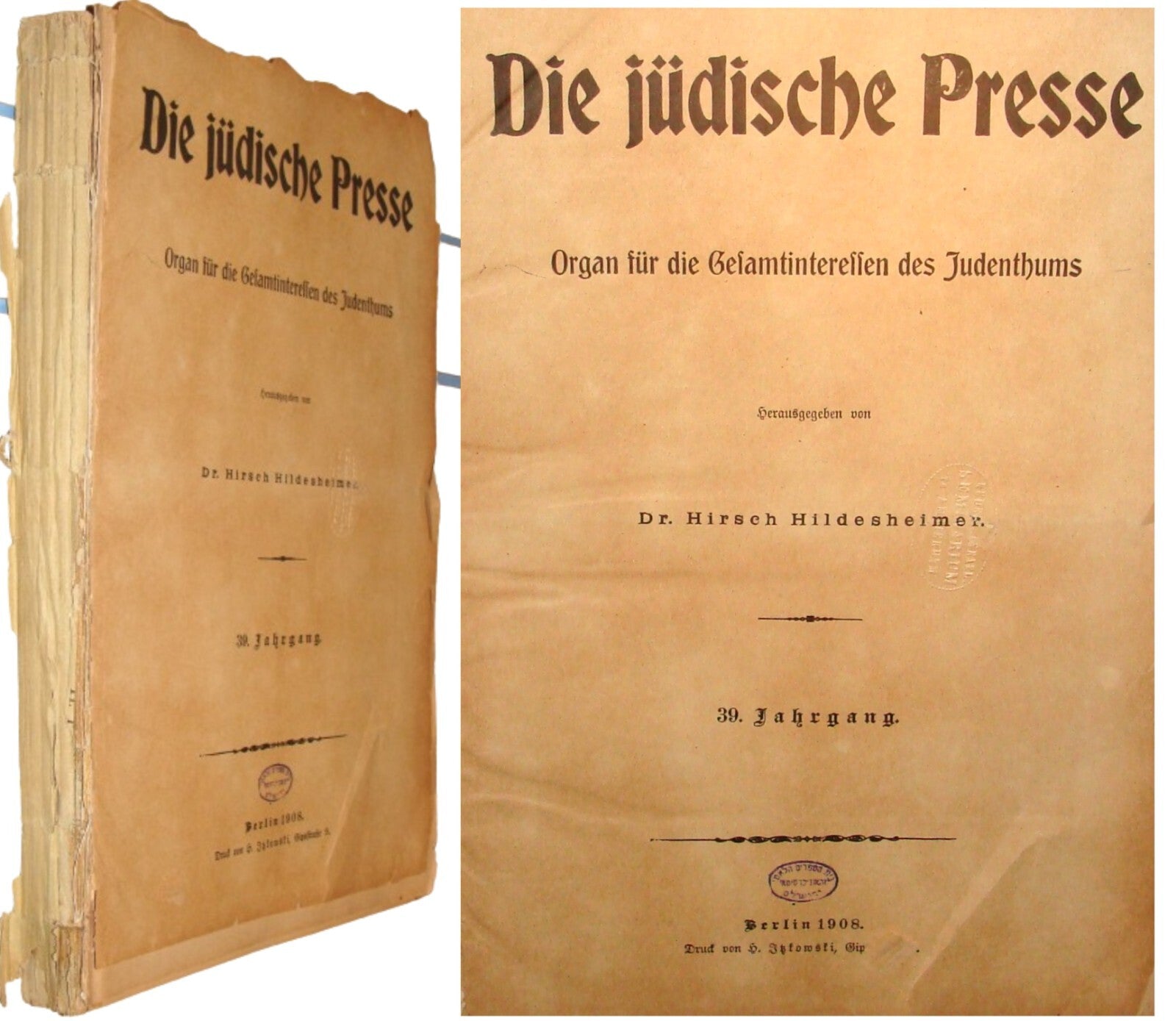 Germany Newspaper Jewish Judaica German   Die Judische Presse 1908 Hildesheimer