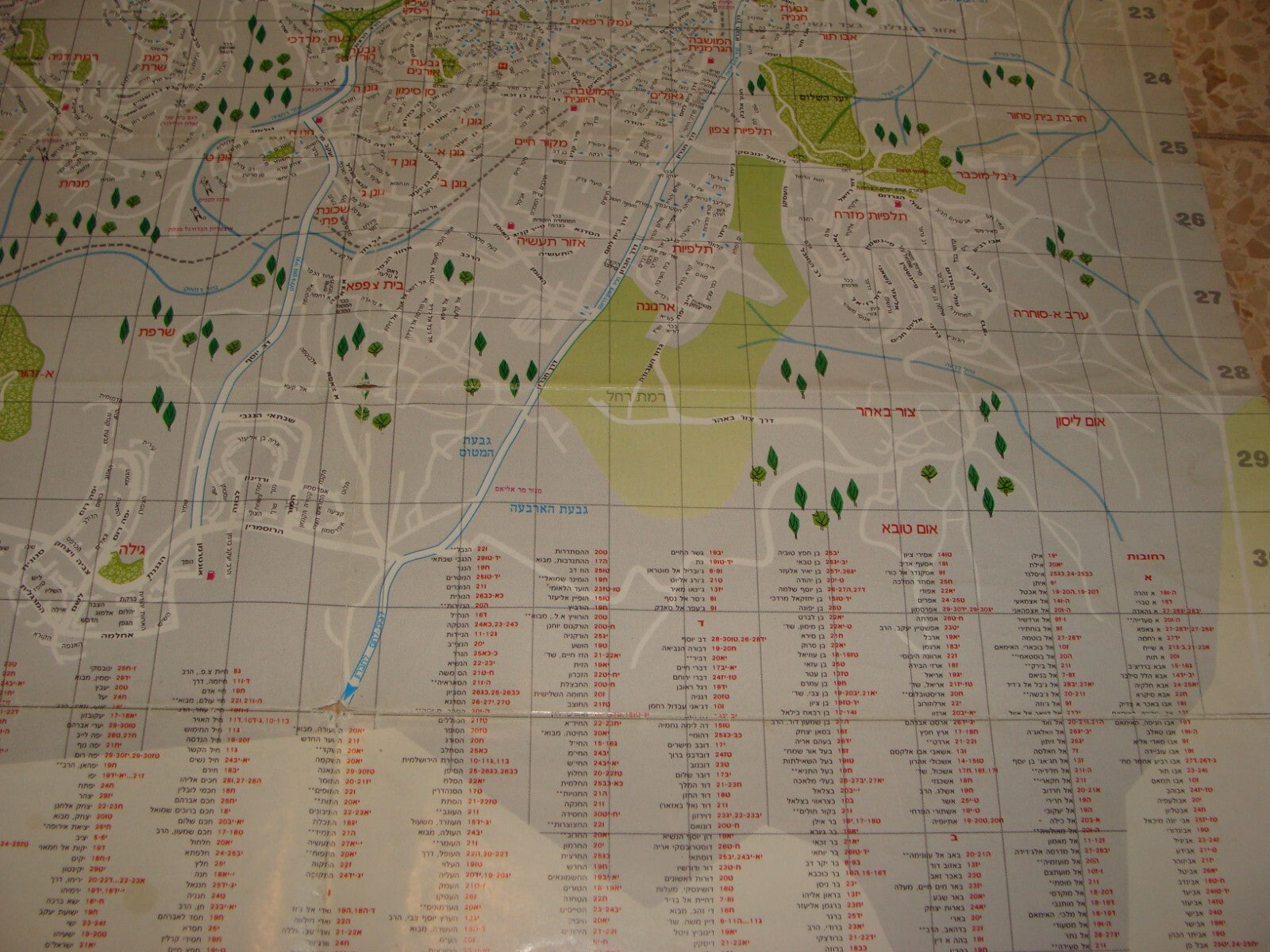 Map Jewish Judaica Israel JERUSALEM 1990 Guide