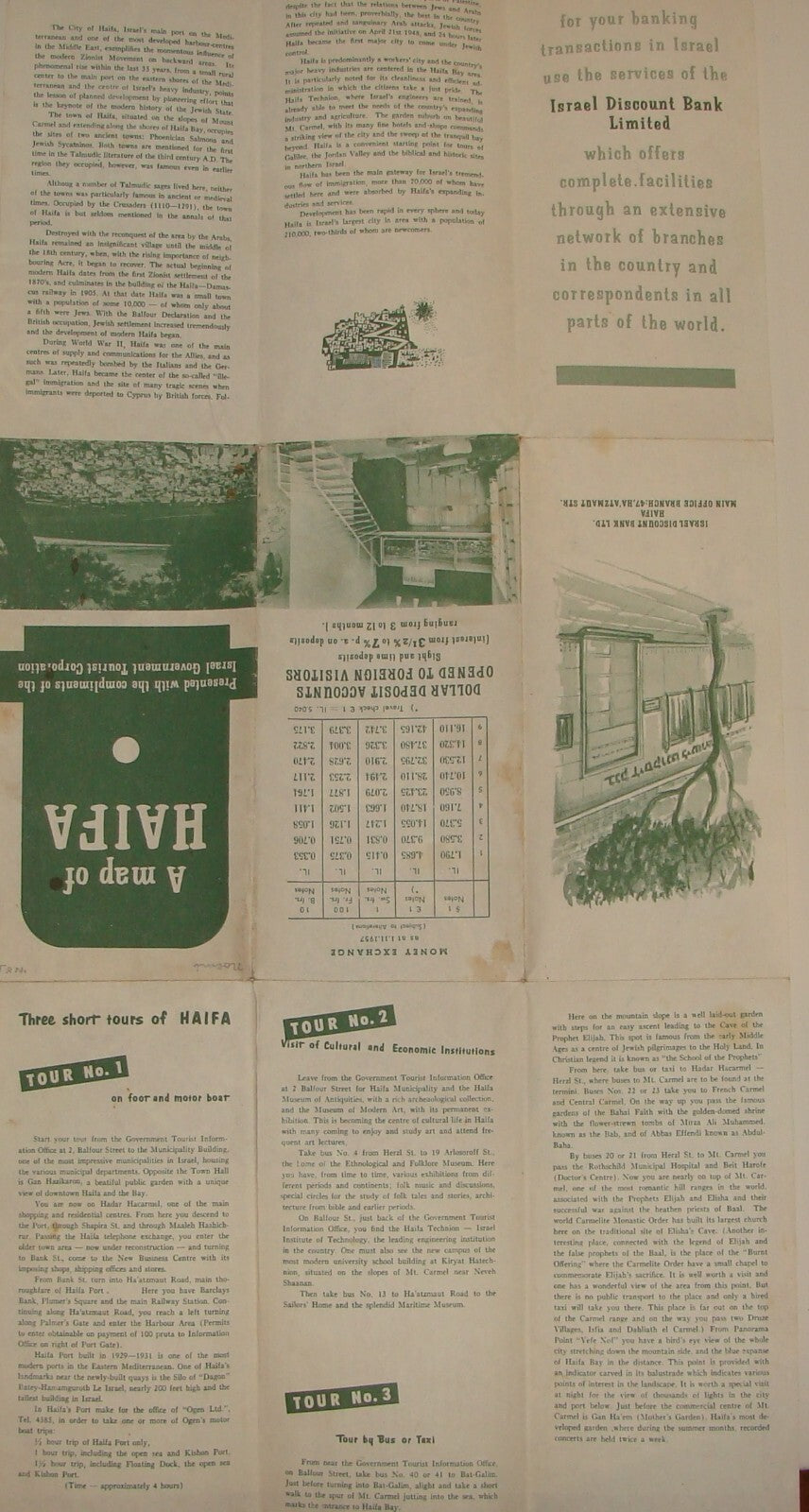 Map Jewish Judaica 1957 Israel Israeli HAIFA Tour Guide English