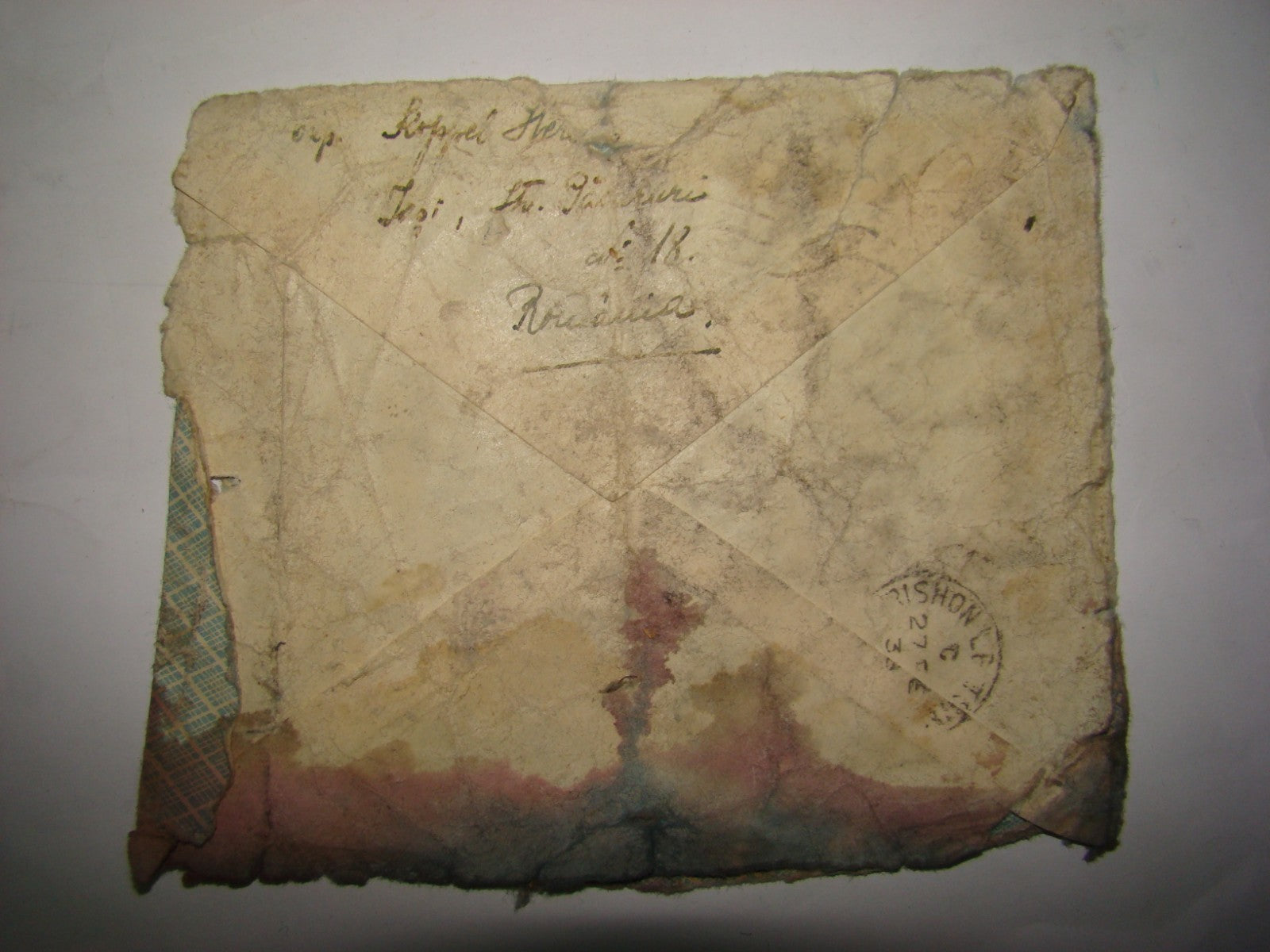 jewish Hebrew israel cover postal stamp Romania to palestine Rishon Le Tsiyon