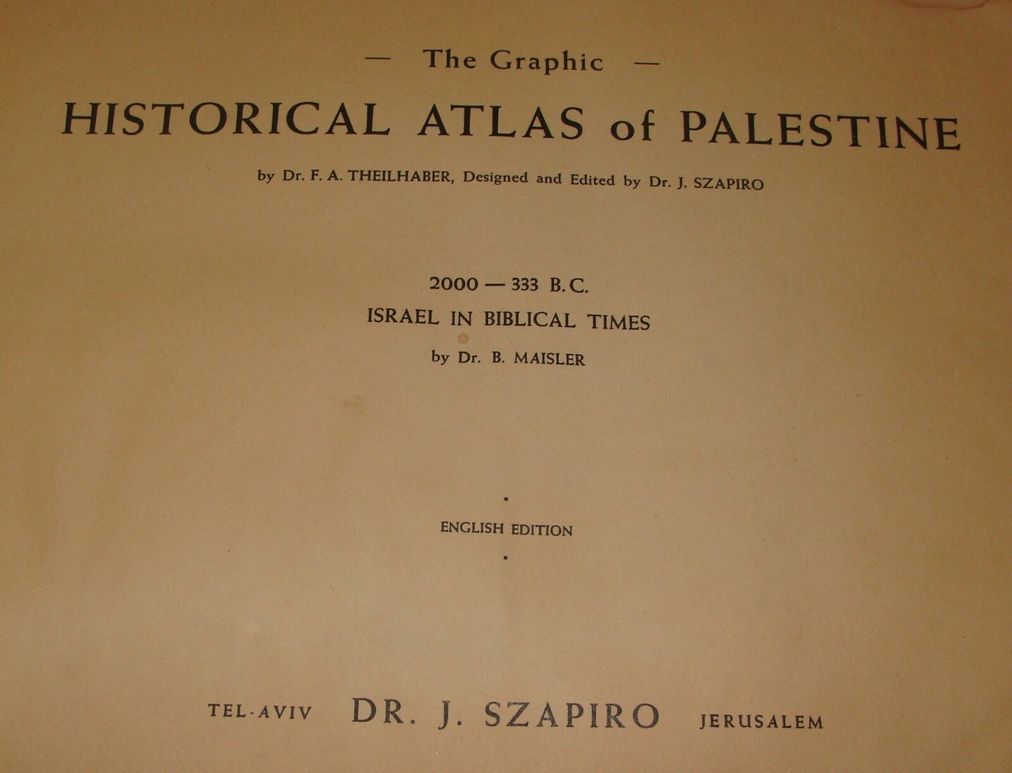Map Palestine Jewish Judaica 1941 Historical Atlas of Biblical Times Album Bible