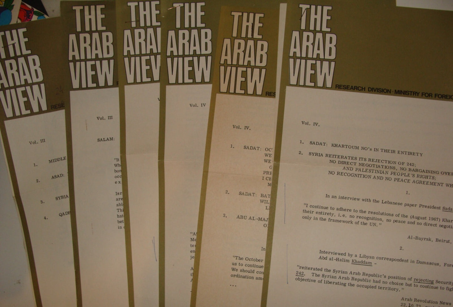 Jewish 1972-4 Israel Israeli Foreign Affairs ARAB VIEW Lebanon Syria Egypt War