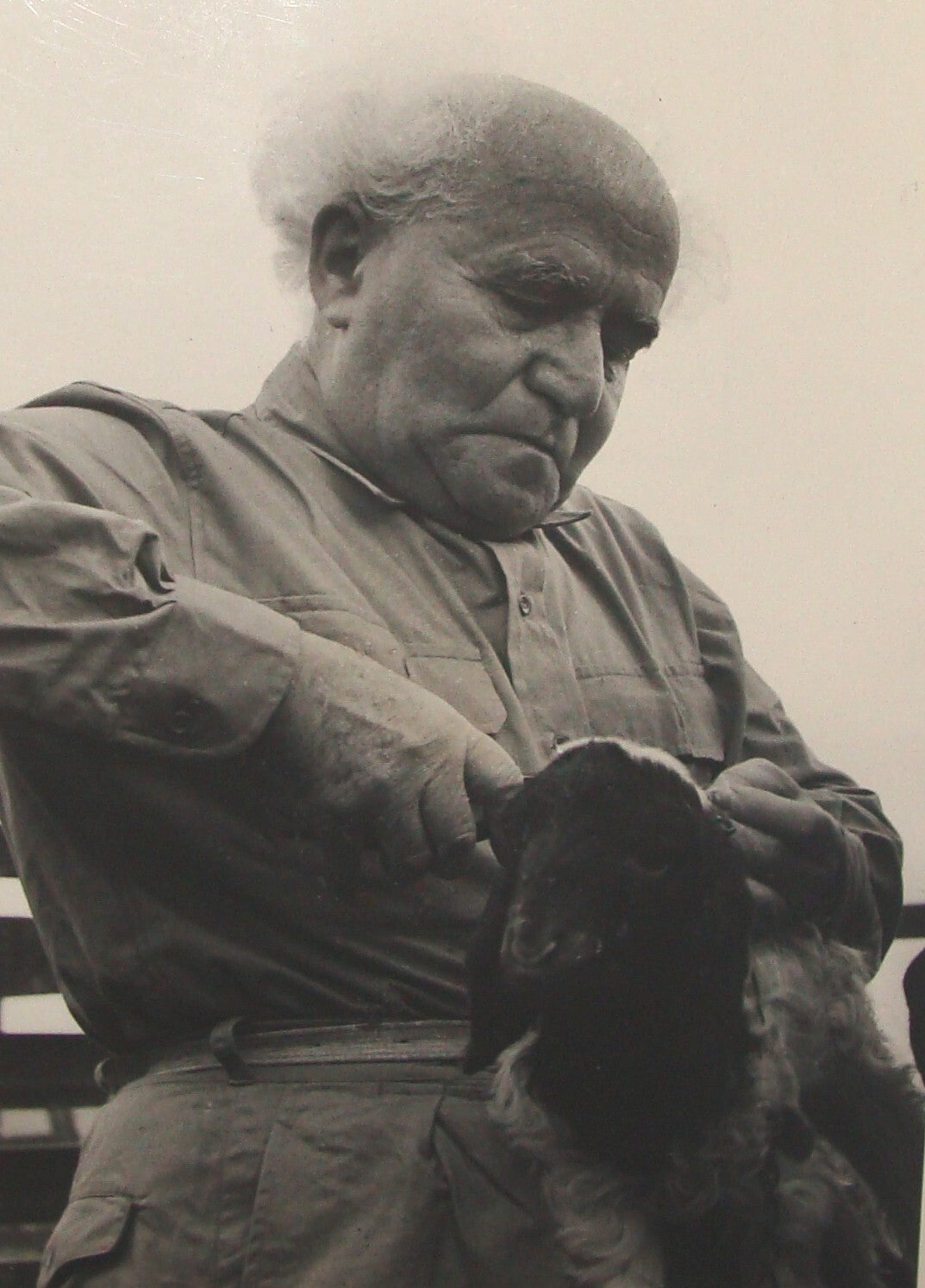 Pol Photo Print Jewish 1954 Israel Prime Minister DAVID BEN GURION Kibbutz Sde