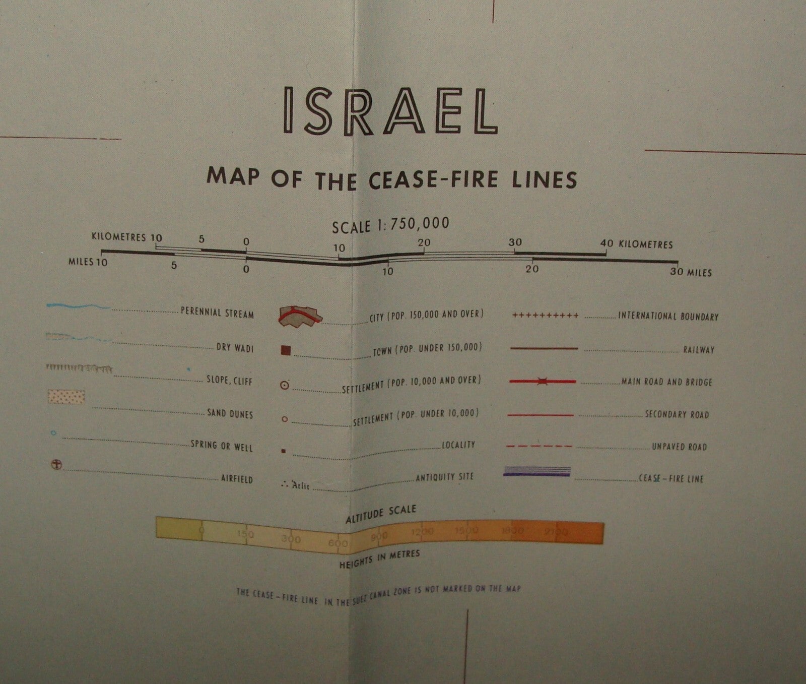 Map Jewish 1967 Six Day War Cease Fire Lines ISRAEL + SINAI Egypt LARGE 56x92 cm