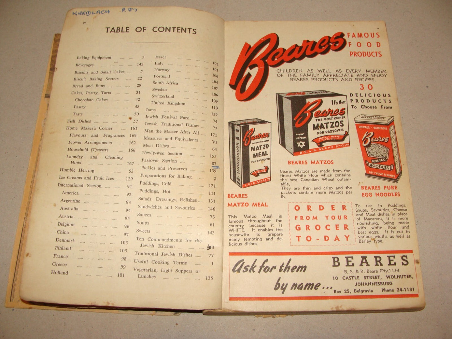 Book Jewish Judaica 1950s Recipe Johannesburg South Africa Women Zionist League