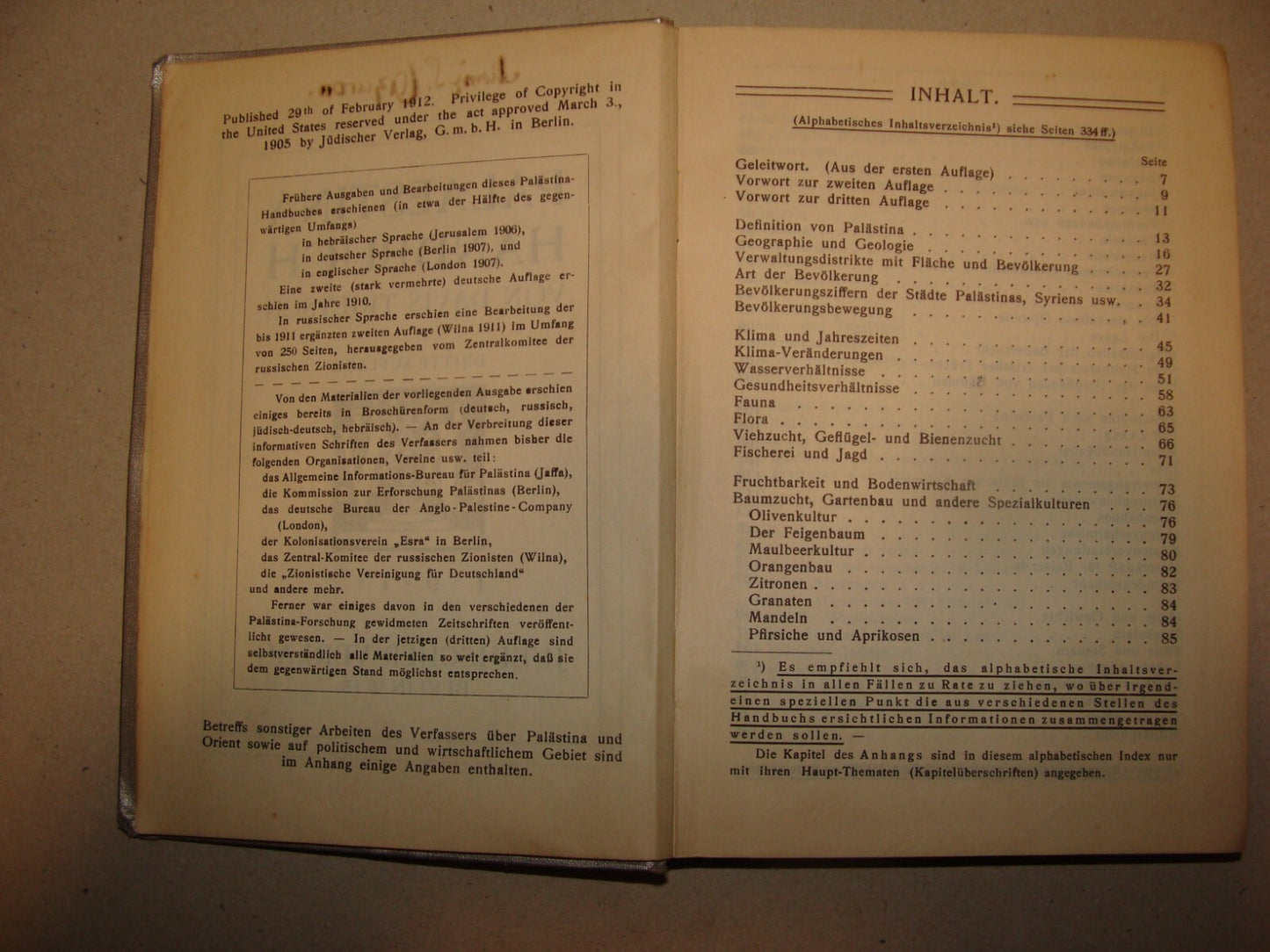 Germany Book Jewish Judaica 1912 Palestine Israel Guide Trietsch German   Map