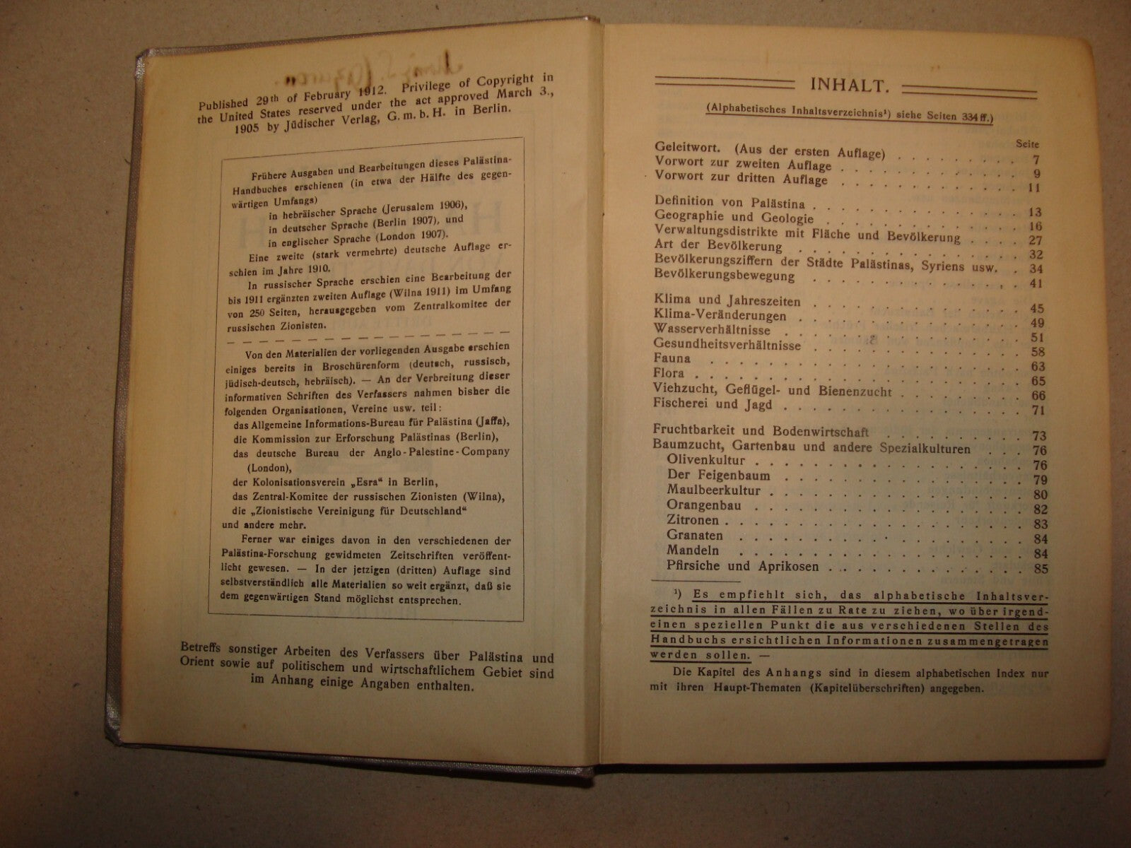 Germany Book Jewish Judaica 1912 Palestine Israel Guide Trietsch German   Map