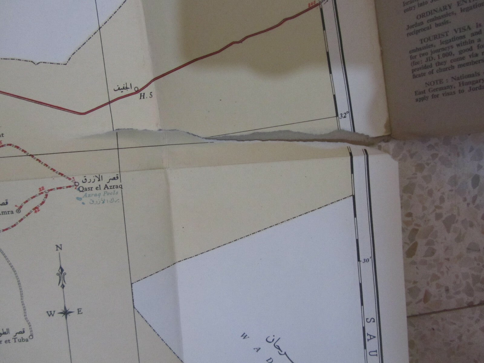 RARE The Hashemite Kingdom of Jordan Guide Map of Jerusalem Holy Land 1955