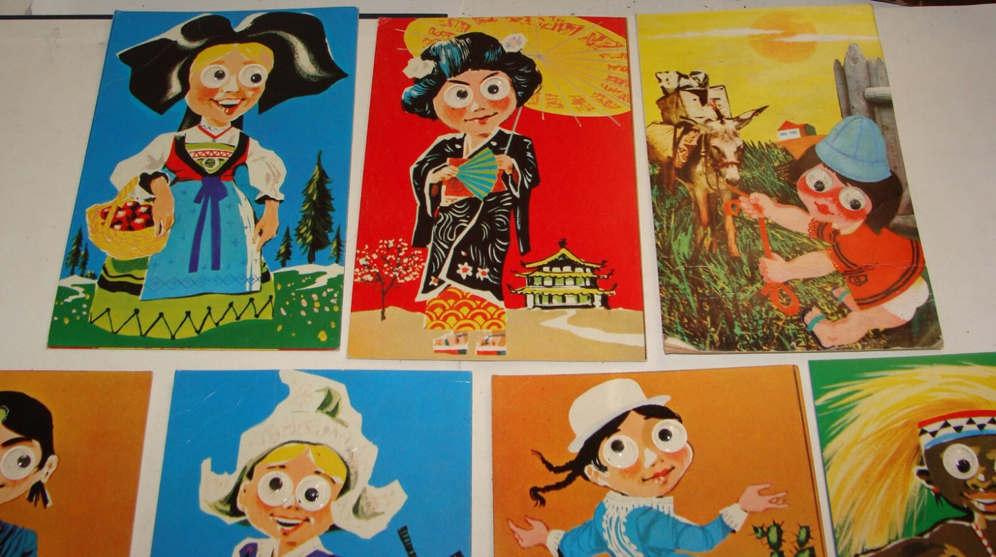 Card Jewish Vintage Israel Israeli Hebrew Postcard Rolling Eyes Around The World