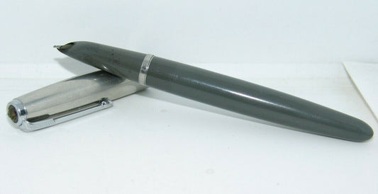 vintage PARKER Fountain Pen grey and silver Made in USA