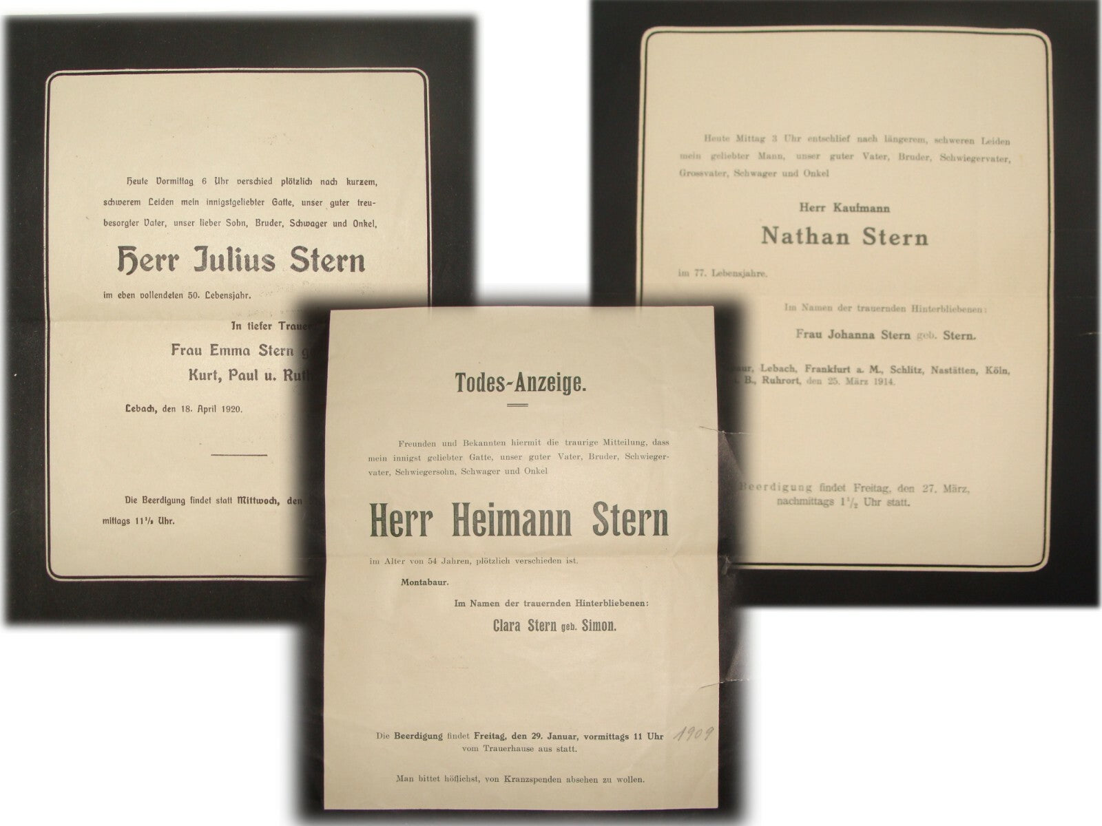 Germany Letter Jewish Judaica German   STERN Family 1900s-1920s Death Notice