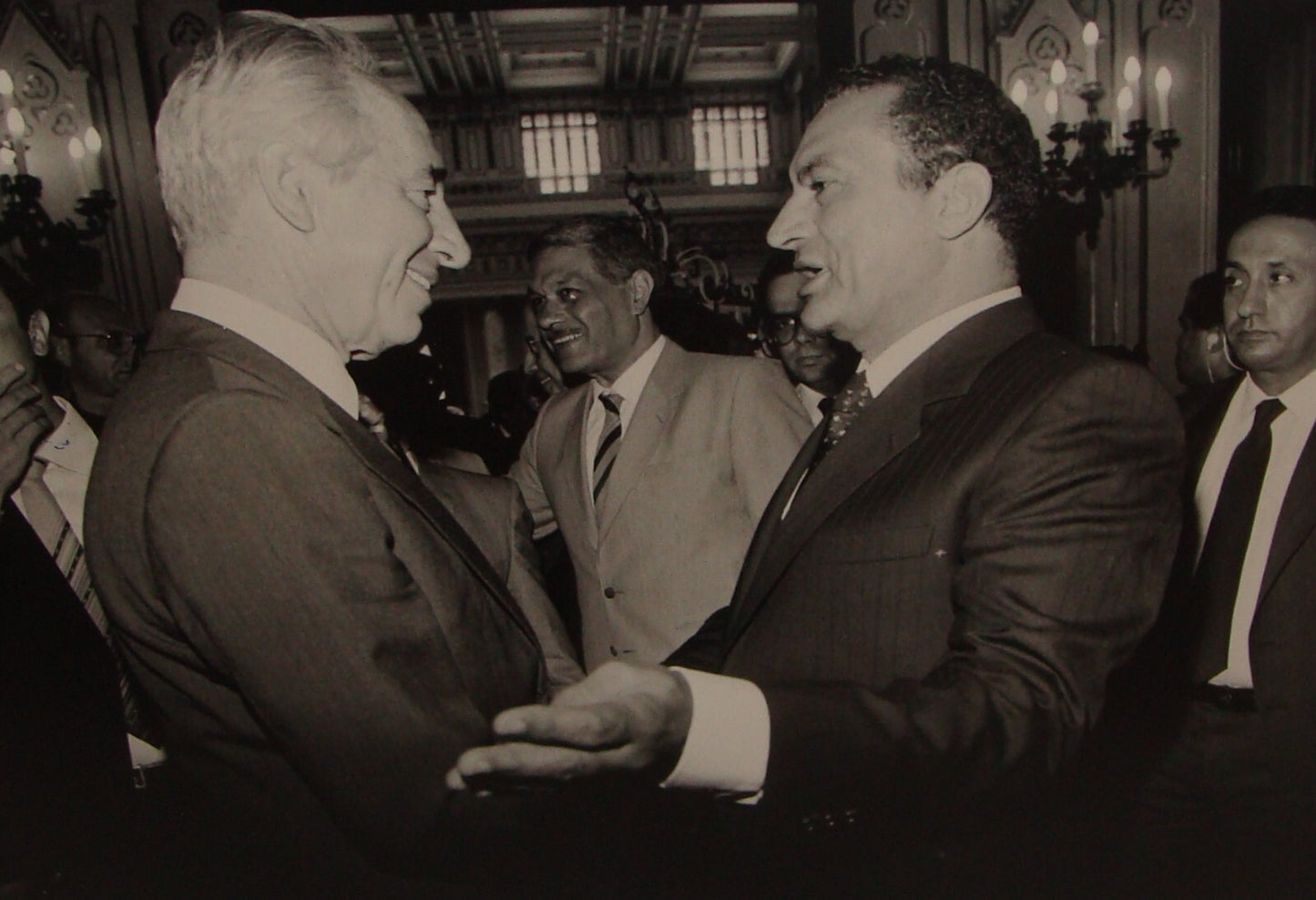 Pol Press Photo Israel Prime Minister Shimon Peres Egypt President Mubarak 1986