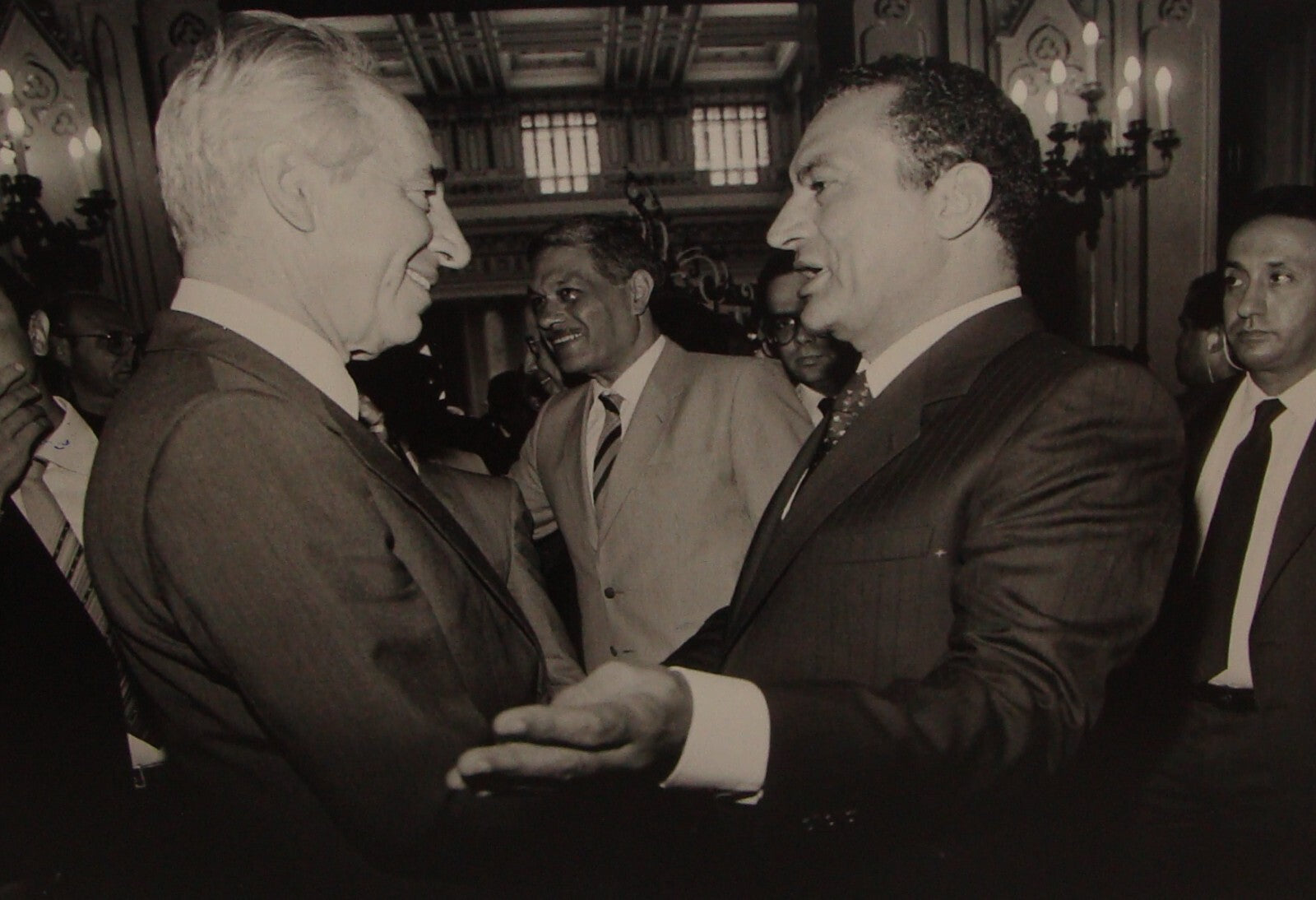 Pol Press Photo Israel Prime Minister Shimon Peres Egypt President Mubarak 1986