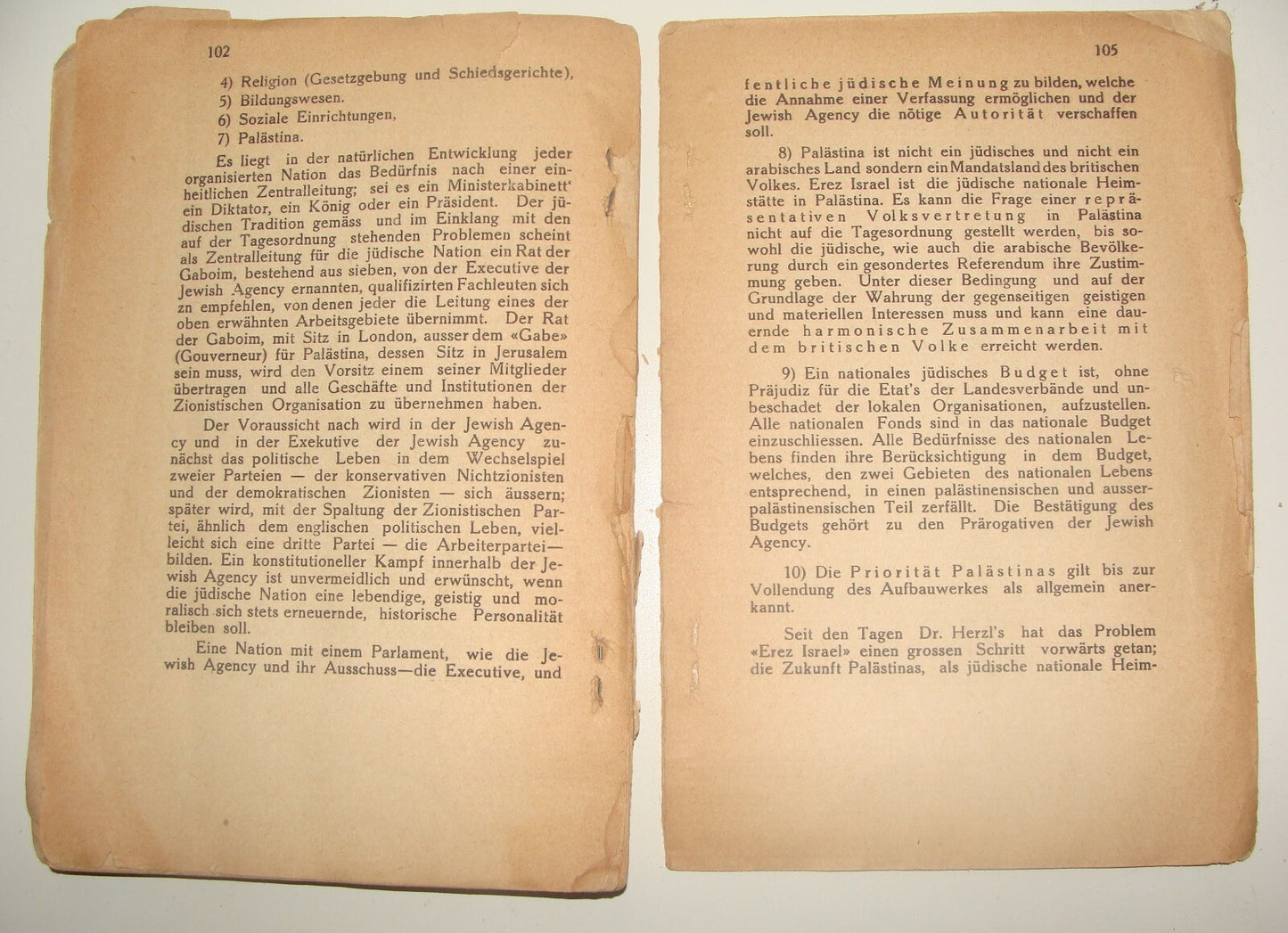 Booklet Palestine RARE Jewish Judaica 1928 Kaunas Future Zionist Congress German