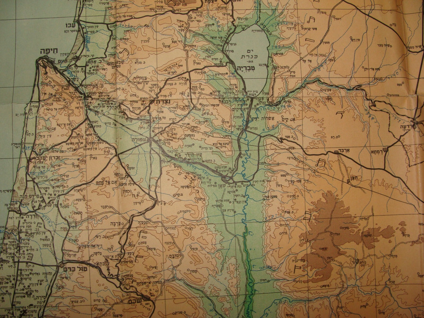 Map Israel 1948 Hebrew For School Education Settlements List