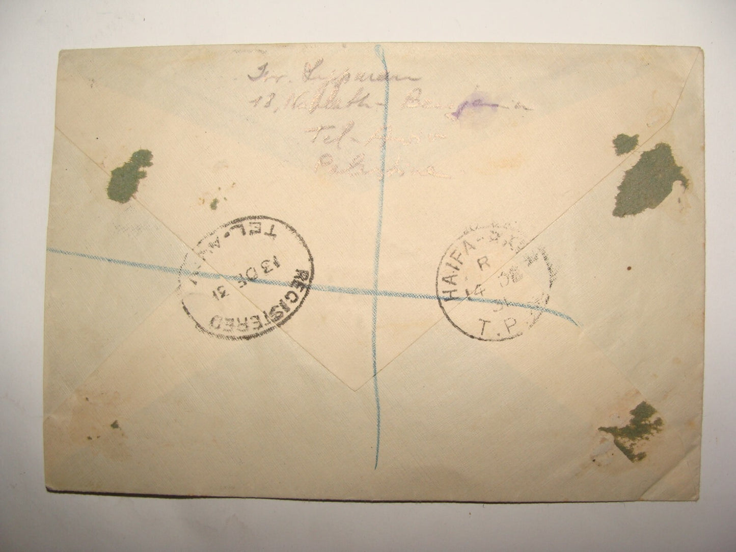 Stamp Palestine 1931 Cover Israel Tel Aviv To Belgium Brussels