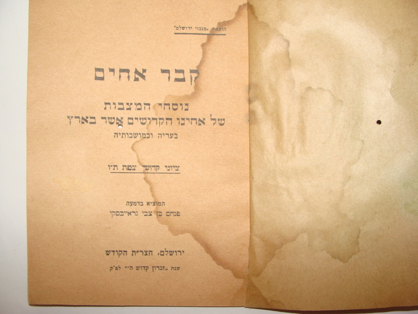 Book Jewish Judaica Haifa Safed 1938 Arab Revolt Palestine Israel Casualties