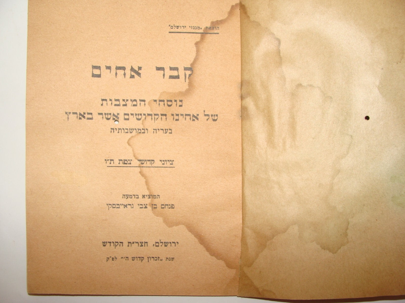 Book Jewish Judaica Haifa Safed 1938 Arab Revolt Palestine Israel Casualties