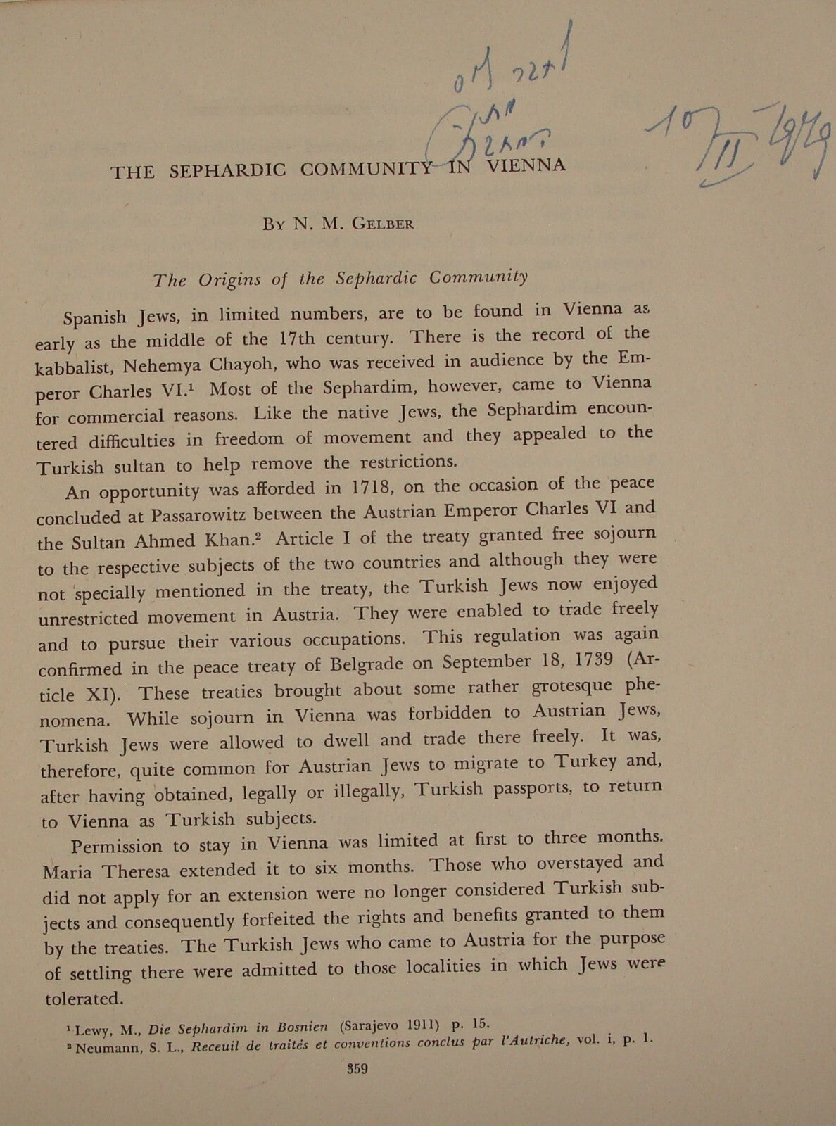 Booklet Jewish Judaica 1948 Sephardic Community in Vienna