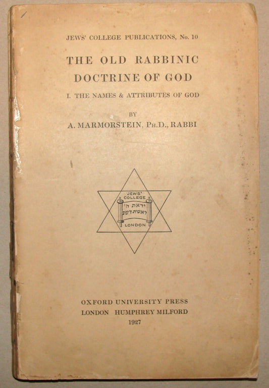 Book Jewish Judaica 1927 THE OLD RABBINIC DOCTRINE OF GOD London Oxford