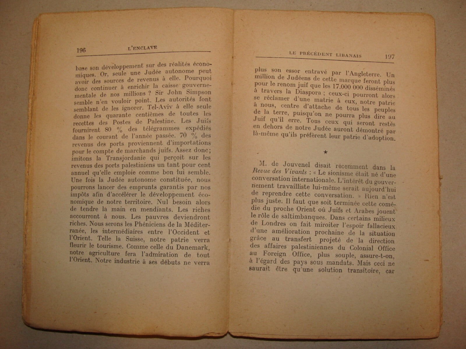 Book Jewish 1931 ITAMAR BEN AVI L'ENCLAVE French 1st Edition Zionist Palestine