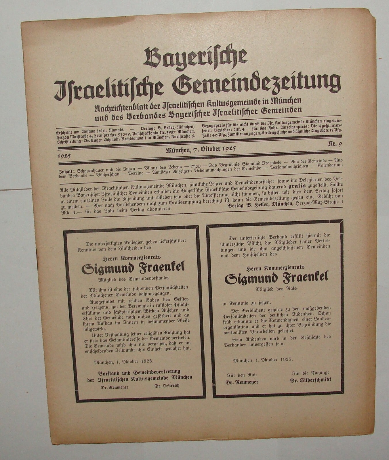 Germany Newspaper Jewish Judaica German   Bayerische Israelitische 1925 1st YEAR