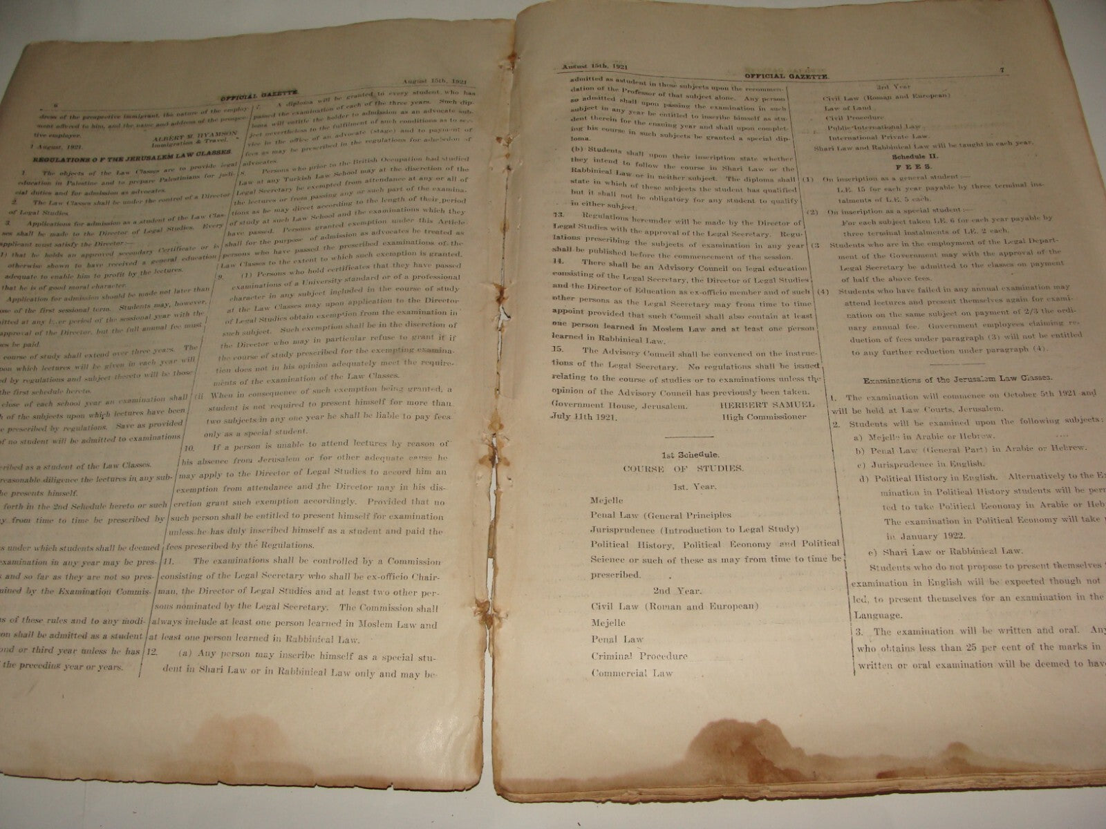 Pol Newspaper Palestine RARE British Government of Gazette 1921 ENGLISH & HEBREW