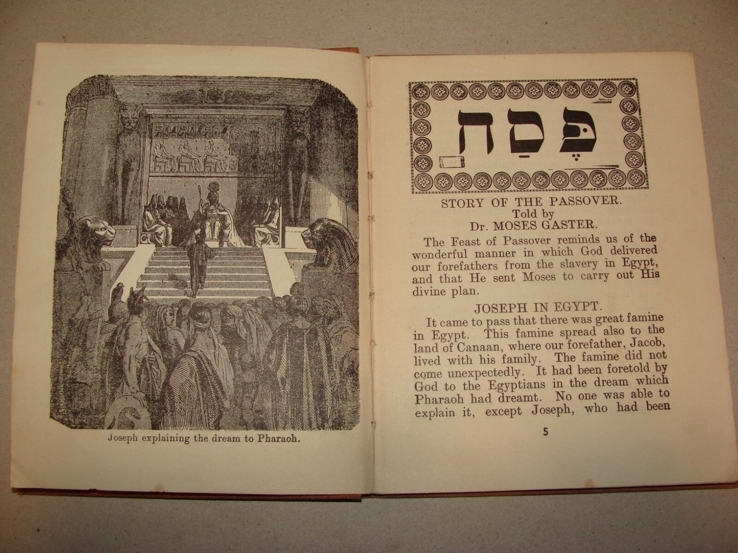 Book Jewish Judaica 1929 THE STORY OF PASSOVER Moses Gaster London