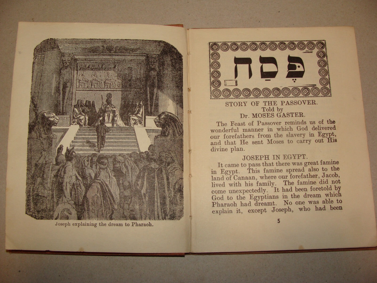 Book Jewish Judaica 1929 THE STORY OF PASSOVER Moses Gaster London