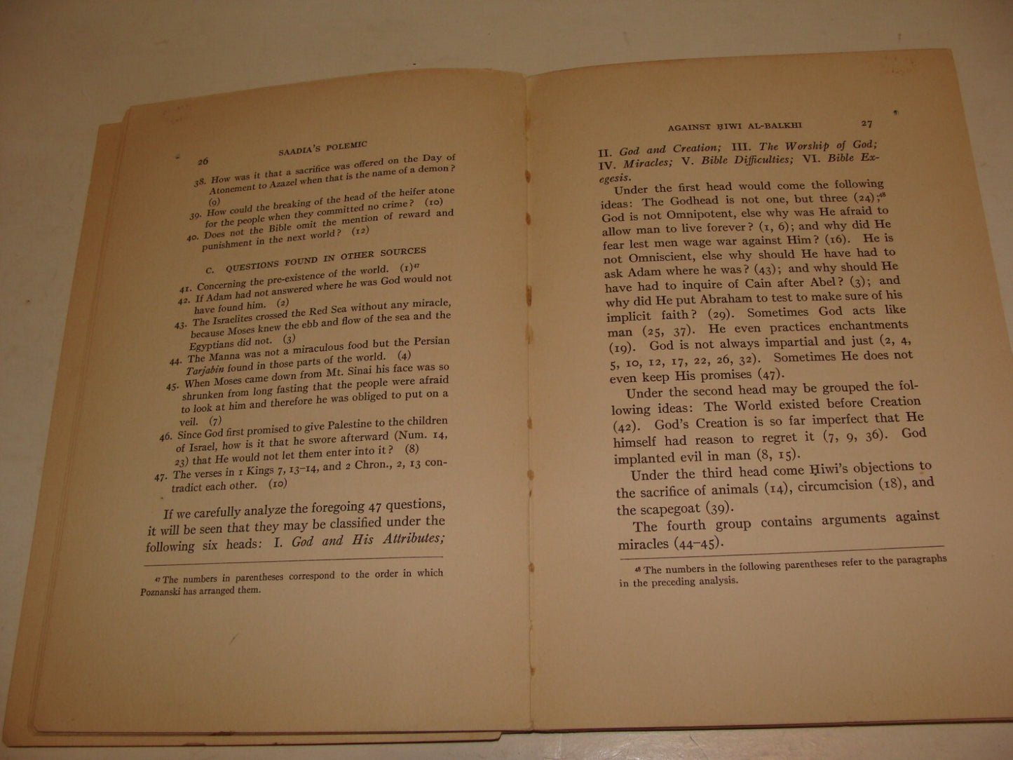 Book Jewish Judaica SAADIA AGAINST HIWI EL BALKHI Philosophy Babylon Persian