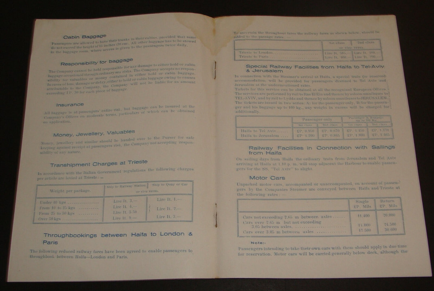 Ad Palestine 1935 Israel Shipping Ship Haifa Trieste Navigation Company Brochure