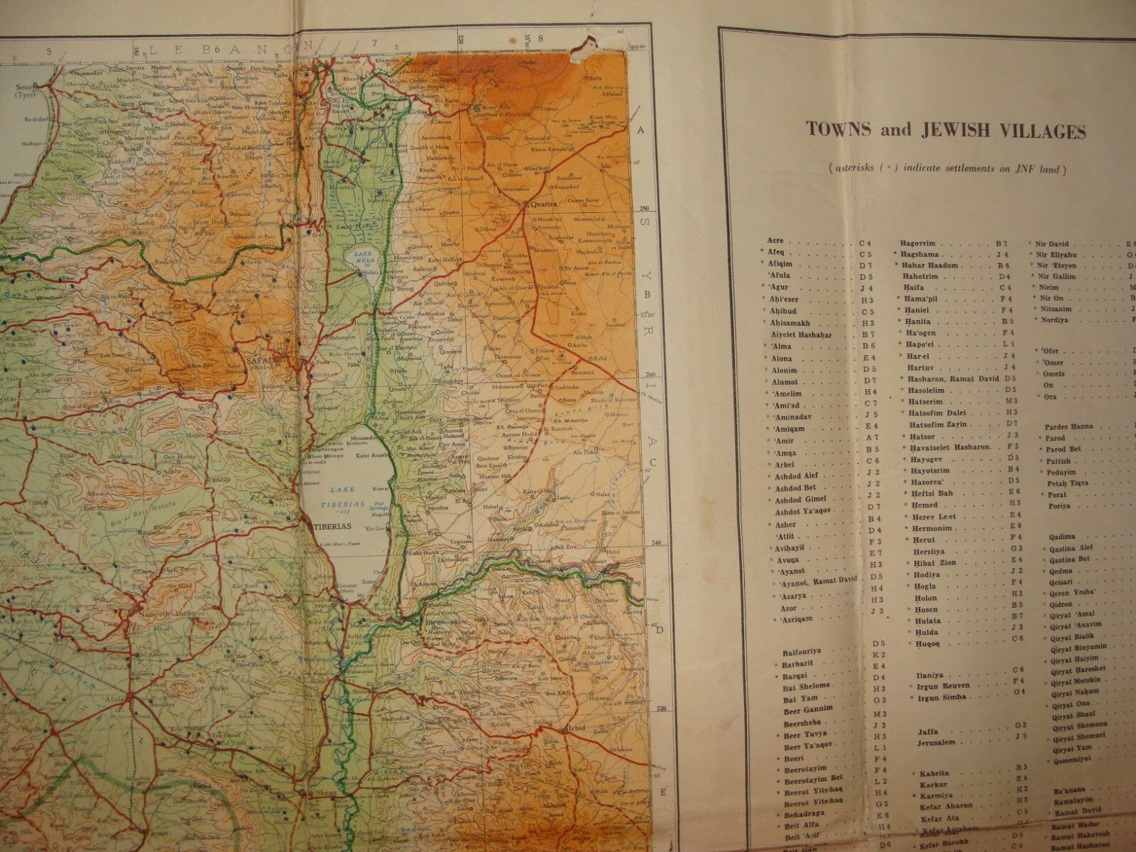 1950 ISRAEL Map Jewish National Fund Jubilee Zionist JNF KKL Land LARGE SIZE