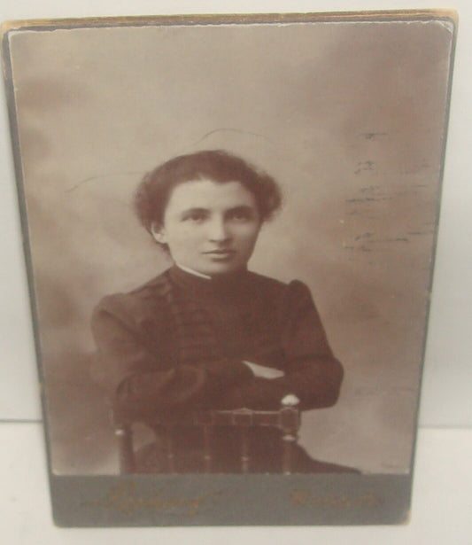 Photo Jewish Judaica Antique 1920s CDV Cabinet Poland Polish Warsaw Hebrew Write