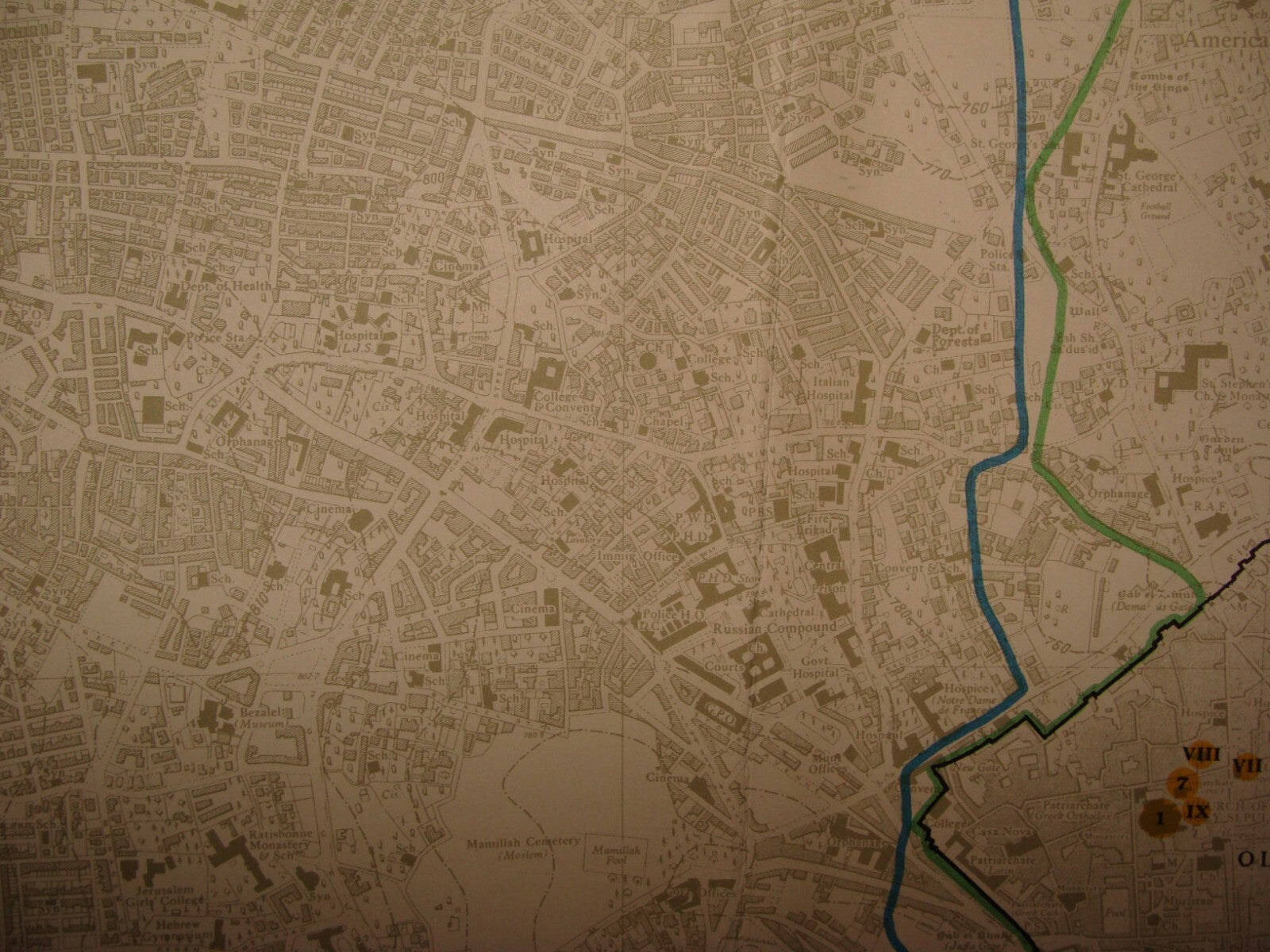 Map Jewish RARE Judaica 1950s Israel JERUSALEM Holy Places Post Independence War