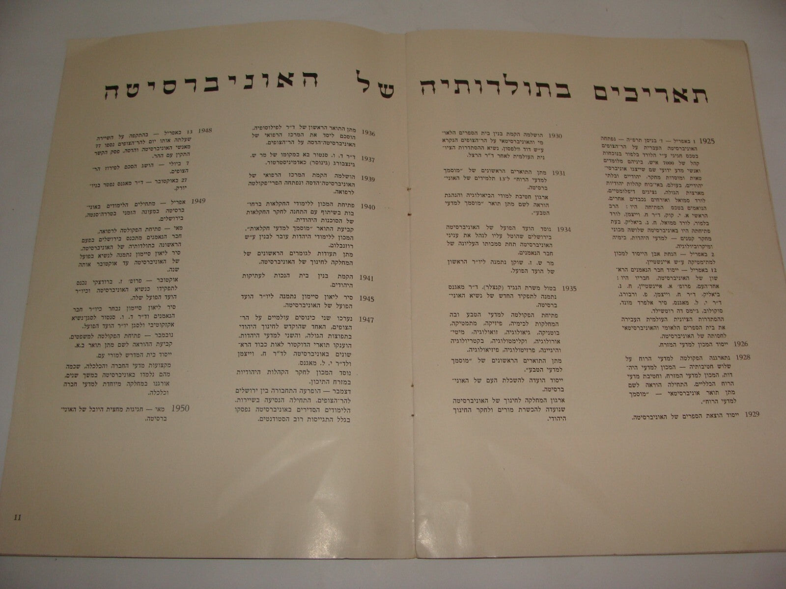 Booklet Jewish Judaica Israel Jerusalem Hebrew University 1950 Jubilee