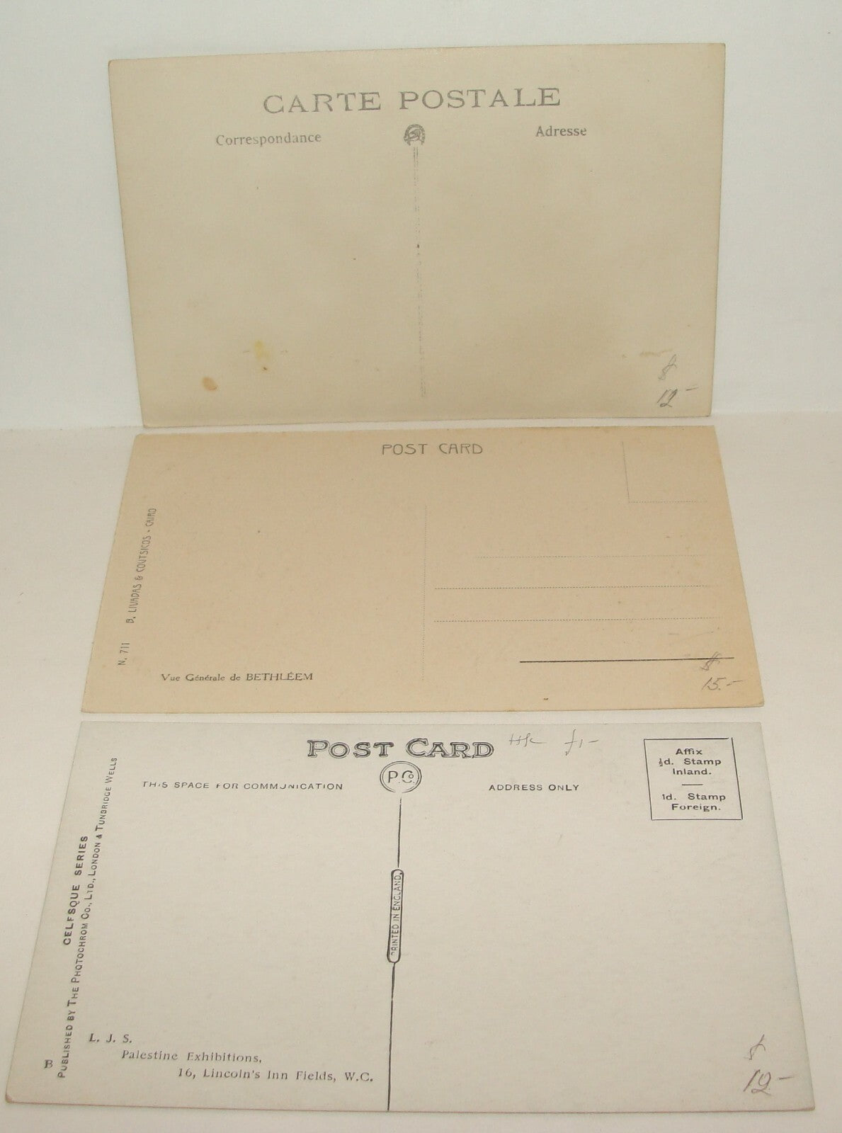 $ Photo Palestine Card 1920s Israel Bethlehem Postcard x3