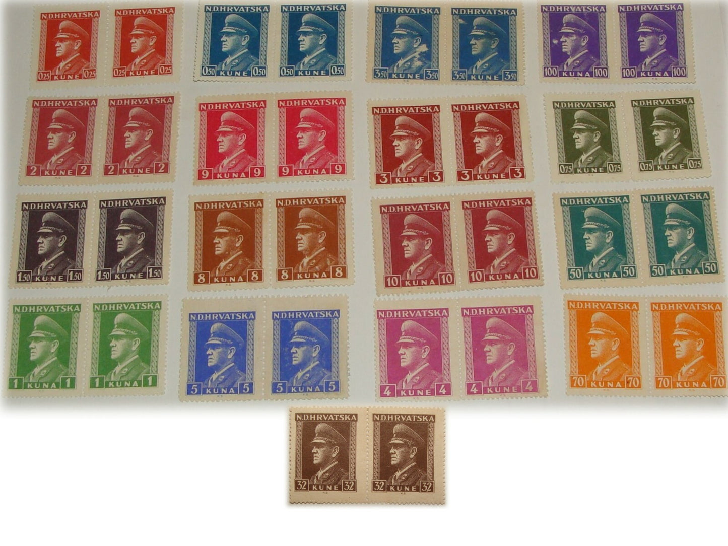 1943 CROATIA Ante Pavelic Stamp Block Set Unused Gum No Gum