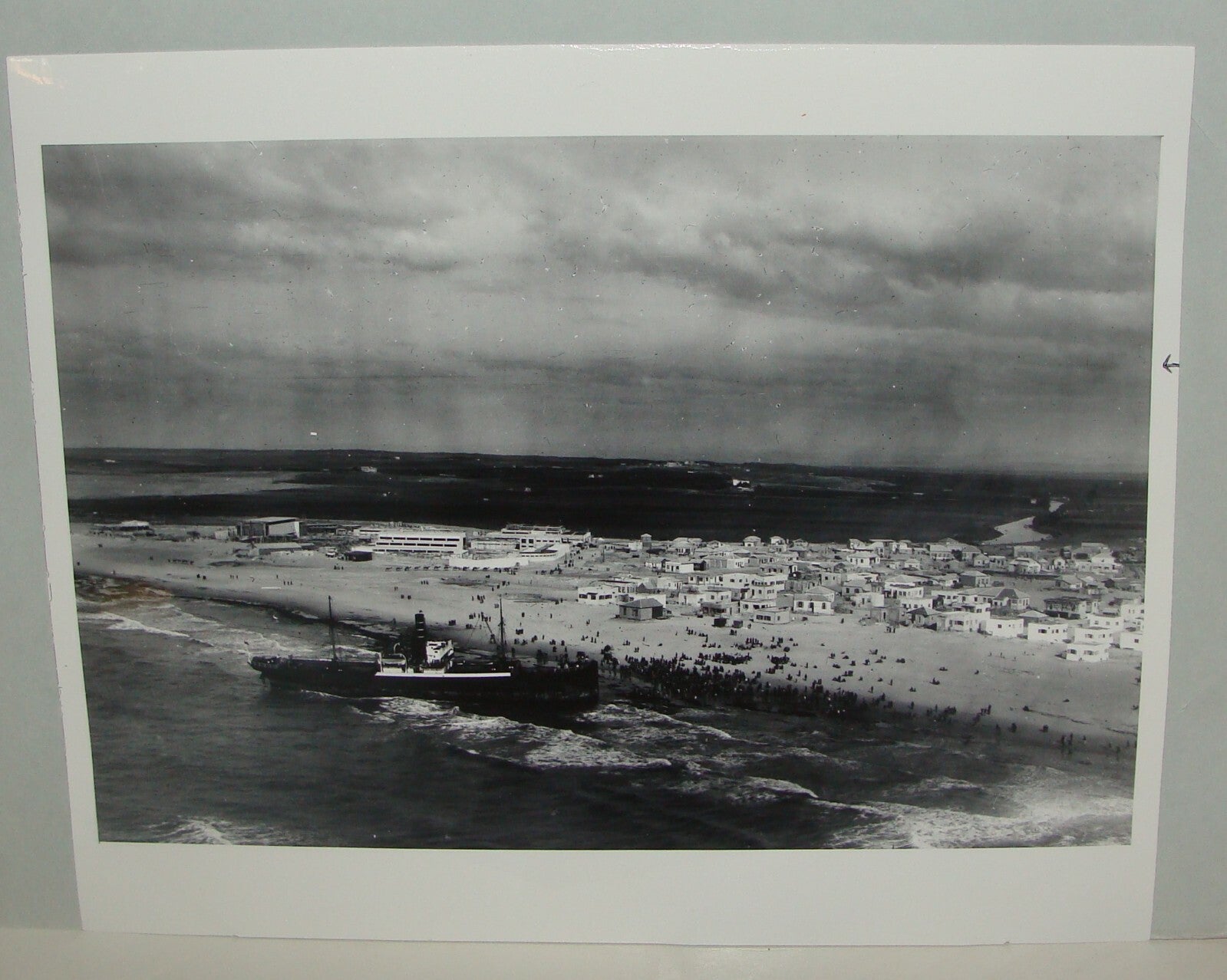 Photo Print, Jewish c.1937 Palestine Israel Tel Aviv Beach Houses Ship Fruits