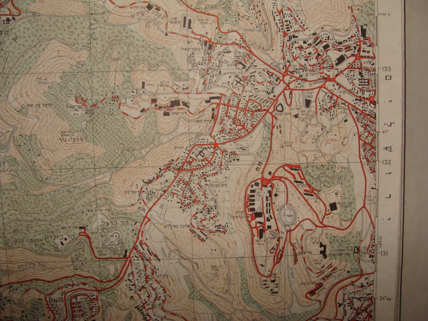 Map Israel Jerusalem EIN KAREM Area Hebrew 1964 Pre Six Day War Arab Settlements